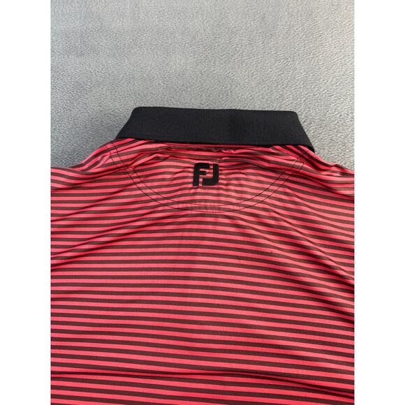 FootJoy FJ Mens Size‎ Large Red Black Striped Stretch Golf Polo Shirt - Picture 8 of 9